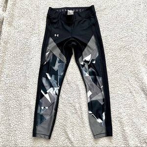 Under Armour Compression 7/8 Workout Tights Black Grey Medium
